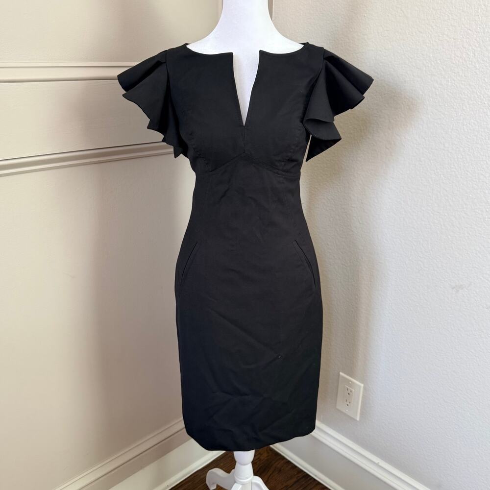 Ted Baker London Black Flutter Sleeve Pencil Dress Size US 4